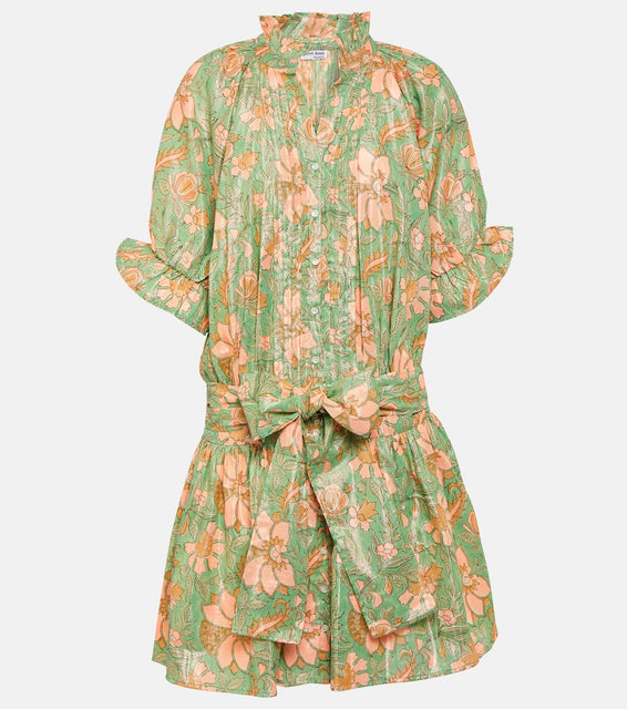 Juliet Dunn Floral cotton-blend Lamé minidress