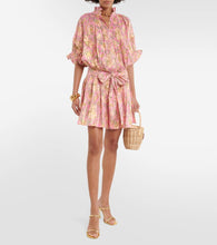 Juliet Dunn Floral cotton-blend Lamé shirt dress