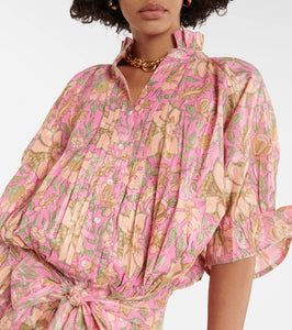 Juliet Dunn Floral cotton-blend Lamé shirt dress