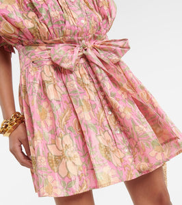 Juliet Dunn Floral cotton-blend Lamé shirt dress