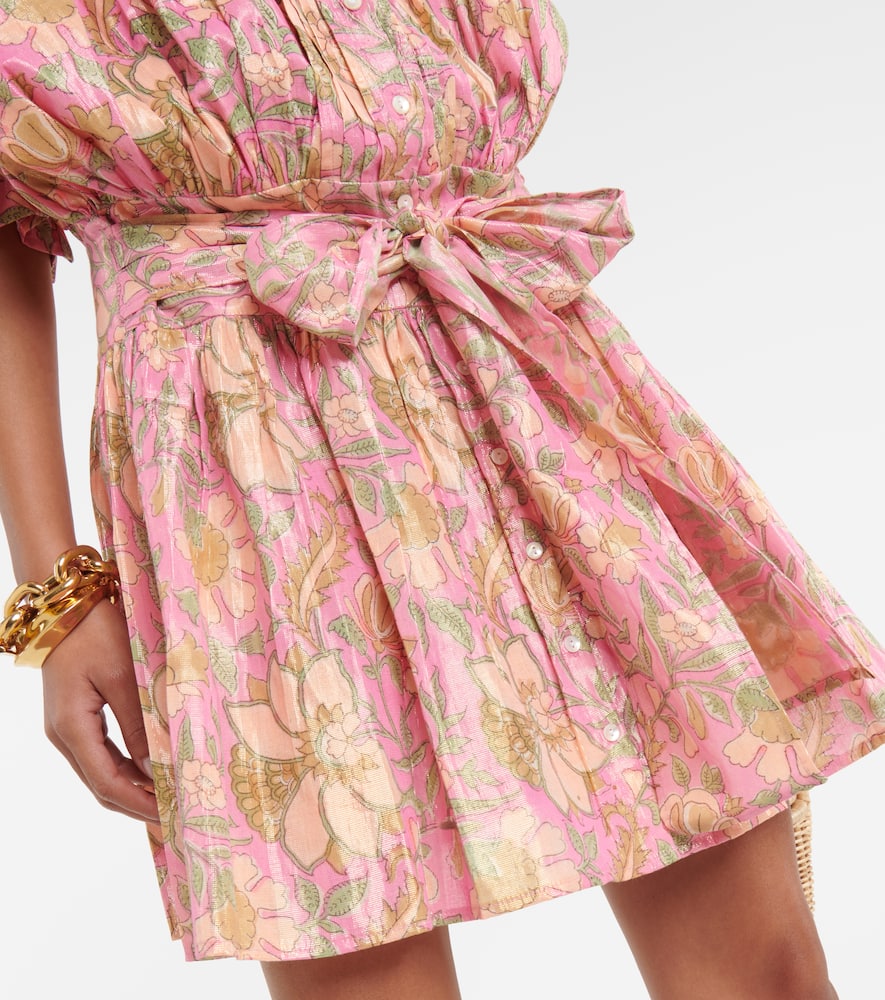 Juliet Dunn Floral cotton-blend Lamé shirt dress
