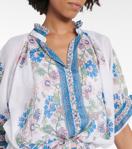Juliet Dunn Floral cotton shirt minidress