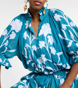 Juliet Dunn Majorelle cotton poplin shirt dress