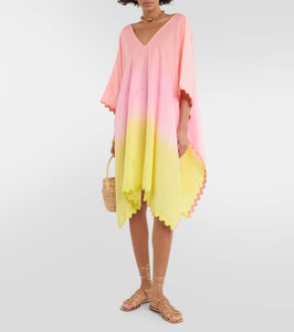 Juliet Dunn Ombr√É¬© scalloped silk kaftan