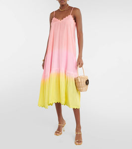 Juliet Dunn Ombr√É¬© scalloped silk midi dress