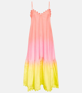 Juliet Dunn Ombr√É¬© scalloped silk midi dress