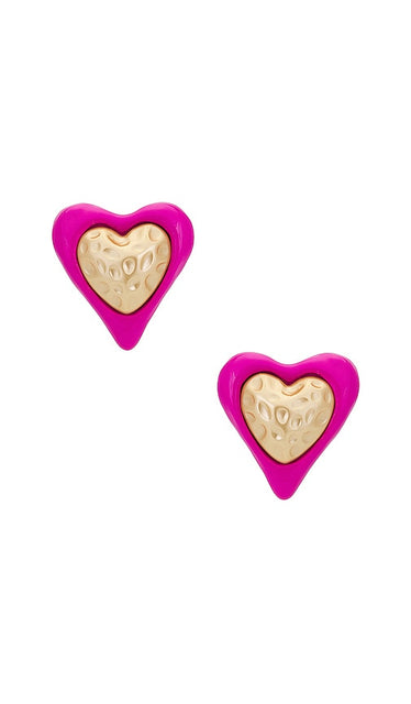 Julietta Heart Studs in Pink
