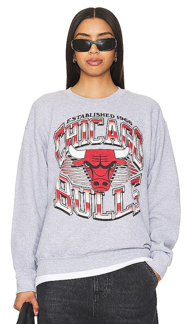 Junk Food Bulls Chrome Lines Crew Sweatshirt in Grey - Junk Food Bulls Chrome Lines - Sweat ras du cou - Gris - Junk Food Bulls Chrome Lines 灰色圆领运动衫 - Junk Food Bulls Chrome Lines Crew-Sweatshirt in Grau - Junk Food Bulls Chrome Lines 크루 스웻셔츠그레이 색상 - Felpa girocollo Junk Food Bulls Chrome Lines in grigio