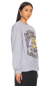 Junk Food Lakers Chrome Lines Crew Sweatshirt in Grey
