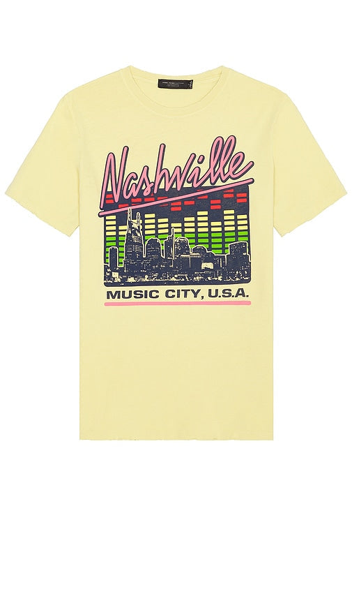 Junk Food Nashville Music Skyline Tee in Lemon - Junk Food Nashville Music Skyline Tee en Citron - 垃圾食品纳什维尔音乐天际线柠檬 T 恤 - Junk Food Nashville Music Skyline T-Shirt in Zitronengelb - Junk Food Nashville Music 스카이라인 티셔츠 - Maglietta Junk Food Nashville Music Skyline color limone