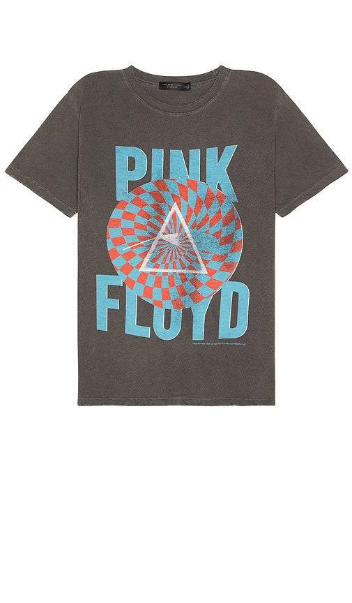 Junk Food Pink Floyd Circle Pattern Tee in Black - Junk Food - T-shirt à motif circulaire Pink Floyd en noir - 垃圾食品 Pink Floyd 黑色圆形图案 T 恤 - Junk Food Pink Floyd T-Shirt mit Kreismuster in Schwarz - Junk Food 핑크 플로이드 서클 패턴 티셔츠 블랙 색상 - Maglietta con motivo circolare dei Pink Floyd Junk Food nera