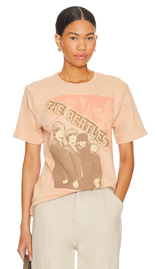 Junk Food The Beatles Tee in Peach - Junk Food T-shirt des Beatles en pêche - 垃圾食品 披头士乐队桃色 T 恤 - Junk Food The Beatles T-Shirt in Pfirsich - Junk Food 비틀즈 티셔츠 - Junk Food Maglietta dei Beatles color pesca