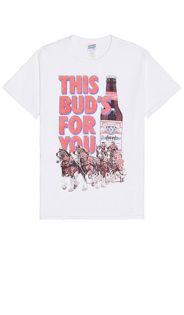 Junk Food This Bud's For You Tee in White - Junk Food This Bud's For You T-shirt en blanc - 垃圾食品 This Bud's For You 白色 T 恤 - Junk Food This Bud's For You T-Shirt in Weiß - Junk Food This Bud's For You 티셔츠 화이트 색상 - Maglietta 