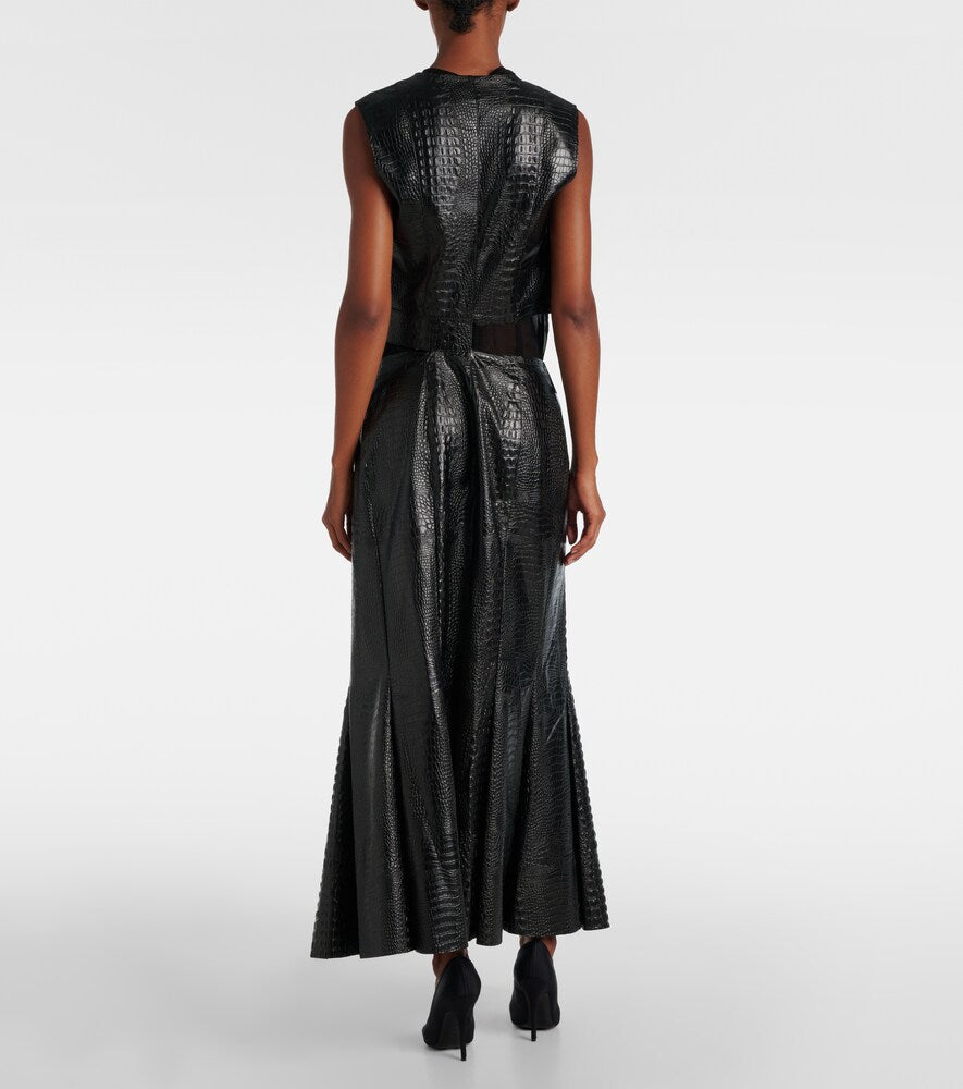 Junya Watanabe Snake-effect faux leather midi dress