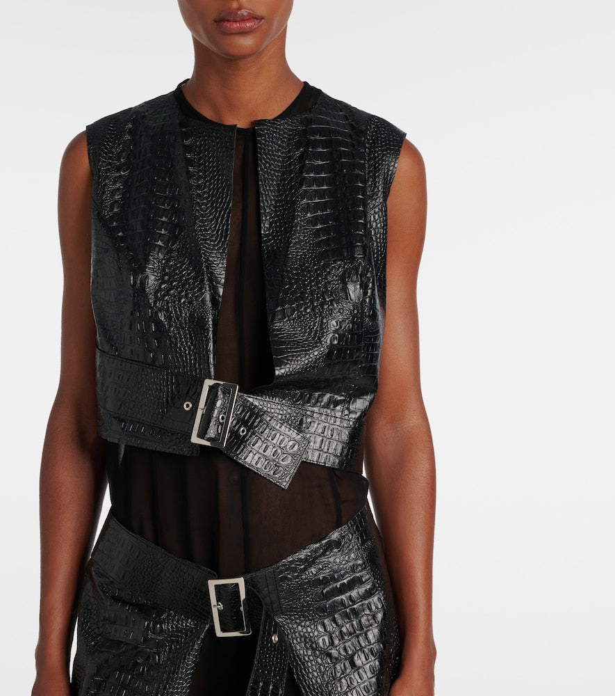 Junya Watanabe Snake-effect faux leather midi dress