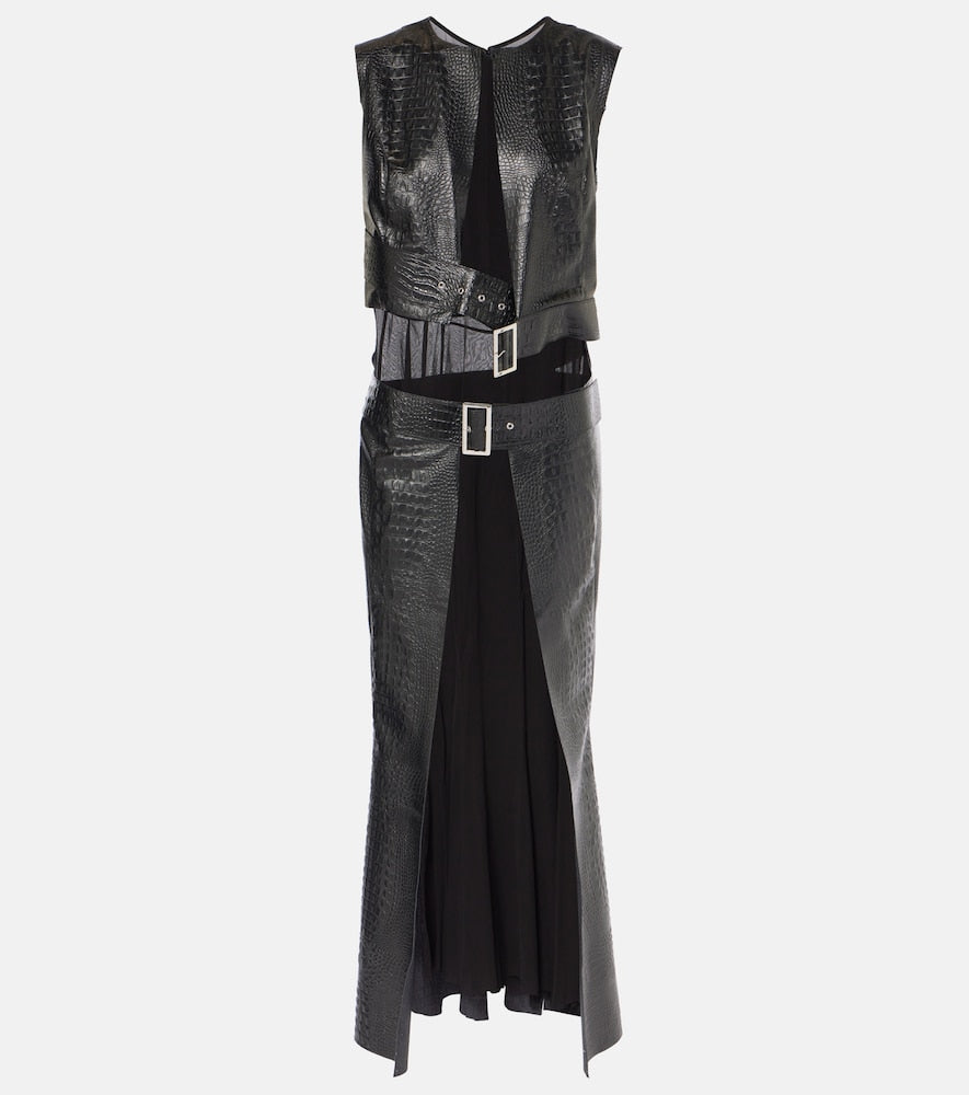 Junya Watanabe Snake-effect faux leather midi dress. Junya Watanabe 蛇纹仿皮中长连衣裙