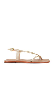 Kaanas Cristobal Sandal in Metallic Gold | Gold Flat Sandals for Women