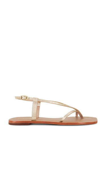 Kaanas Cristobal Sandal in Metallic Gold | Gold Flat Sandals for Women