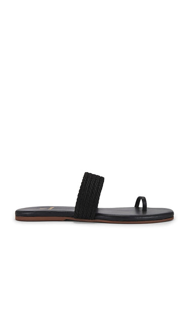 Kaanas Banderas Sandal in Black | Black Flat Sandals for Women