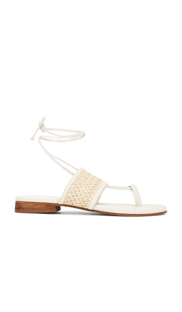 Kaanas Bamboo Wrap-Around Thong in Cream | Off White Flat Sandals for Women