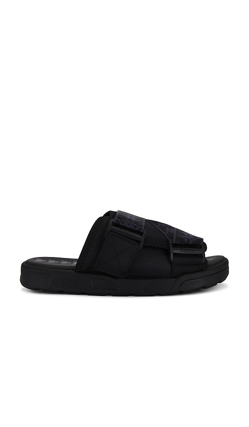 Kappa 222 Banda Mitel Slides in Black | Men's Sandals & Slides in Black & Dark Grey