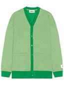 KROST Chevron Jacquard Cardigan in Green - Cardigan KROST en jacquard à chevrons en vert - KROST 绿色 V 形提花开衫 - KROST Chevron-Jacquard-Cardigan in Grün - KROST 쉐브론 자카드 가디건 - Cardigan jacquard KROST Chevron in verde