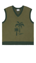 KROST Palm Tree Sweater Vest in Green - KROST Palmier Pull Gilet en Vert - KROST 绿色棕榈树毛衣背心 - KROST Palm Tree Pulloverweste in Grün - KROST 팜트리 스웨터 베스트 - Gilet maglione con palma KROST in verde