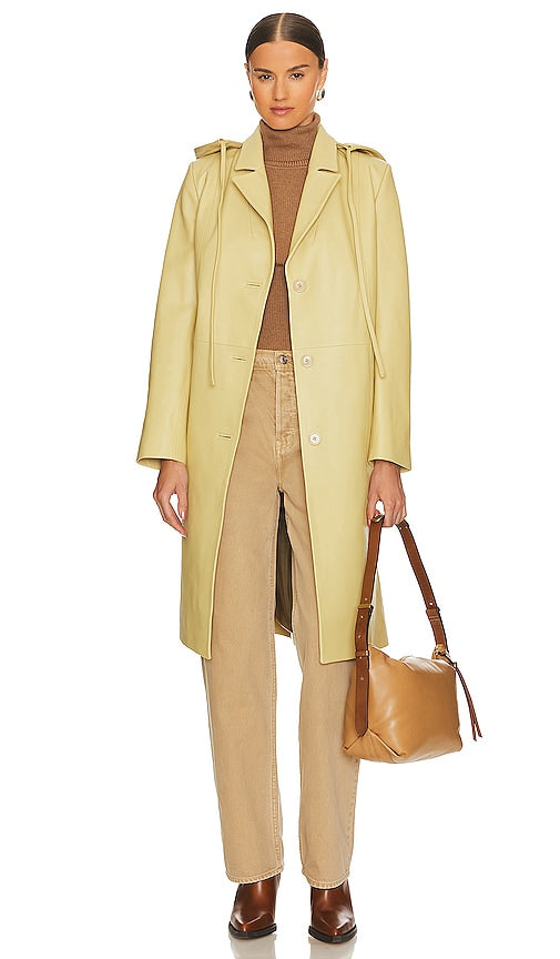 KULAKOVSKY Leather Coat in Beige - KULAKOVSKY Manteau en cuir en beige - KULAKOVSKY 米色皮革外套 - KULAKOVSKY Ledermantel in Beige - KULAKOVSKY 가죽 코트베이지색 - Cappotto in pelle KULAKOVSKY in beige