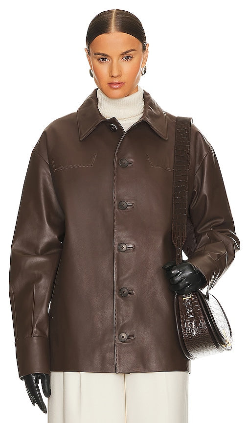 KULAKOVSKY Leather Overshirt in Chocolate