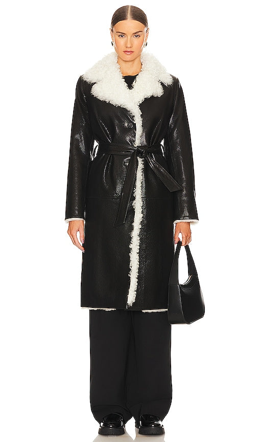 KULAKOVSKY Shearling Coat With Tigrado Fur in Black
