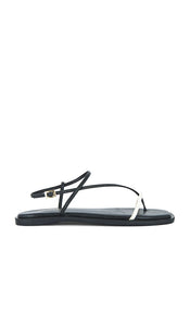 Kaanas Alayta Square Toe Sandal in Black | Black & White Strappy Sandals for Women