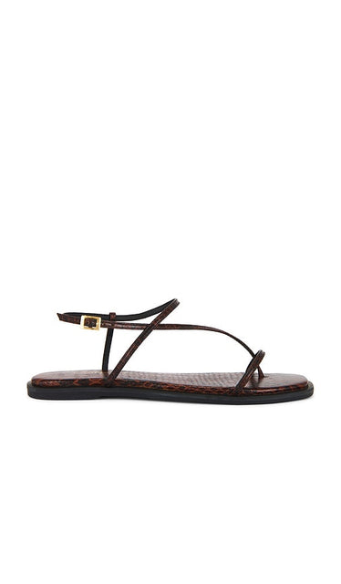 Kaanas Alayta Square Toe Sandal in Brown | Snake Strappy Sandals for Women