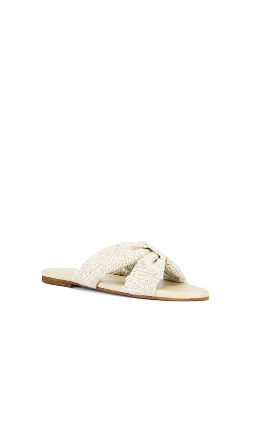 Kaanas Banha Chunky Criss Cross Linen Sandal in Cream