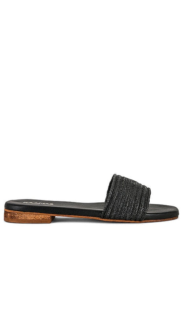 Kaanas Bimini Elastic Braid Slide in Black - Diapositive tressée élastique Kaanas Bimini en noir - Kaanas Bimini 黑色弹性编织拖鞋 - Kaanas Bimini Elastic Braid Slide in Schwarz - Kaanas Bimini 엘라스틱 브레이드 슬라이드 블랙 색상 - Scivolo intrecciato elastico Kaanas Bimini in nero
