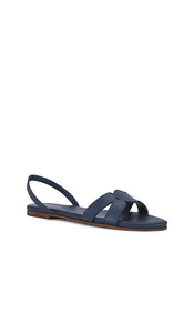 Kaanas Gaia Geo Amulet Pointy Leather Sandal in Navy