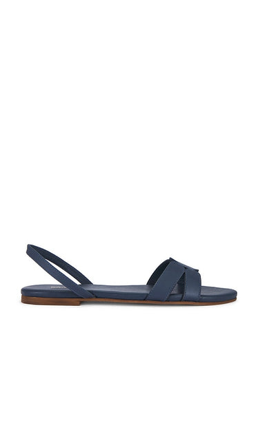 Kaanas Gaia Geo Amulet Pointy Leather Sandal in Navy | Navy Slides for Women
