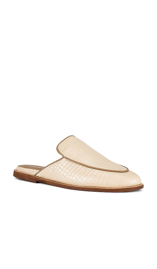 Kaanas Sardinia Snake Embossed Mule in Ivory