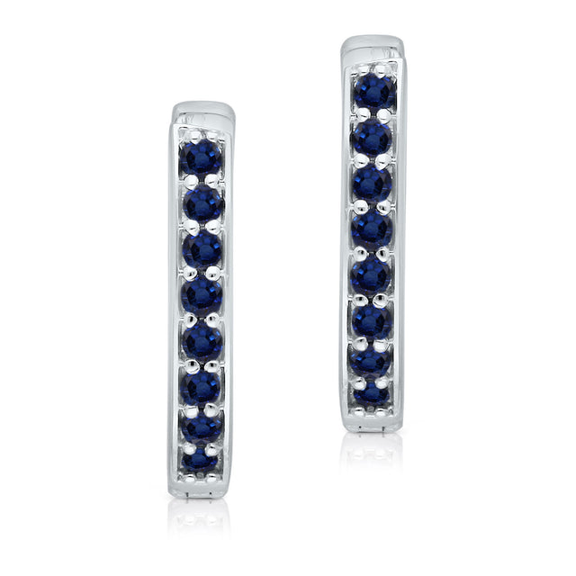 Kallati Blue Sapphire White Gold Hoop Earrings