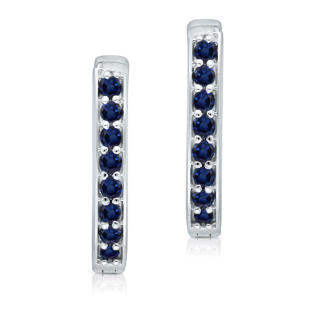 Kallati Blue Sapphire White Gold Hoop Earrings