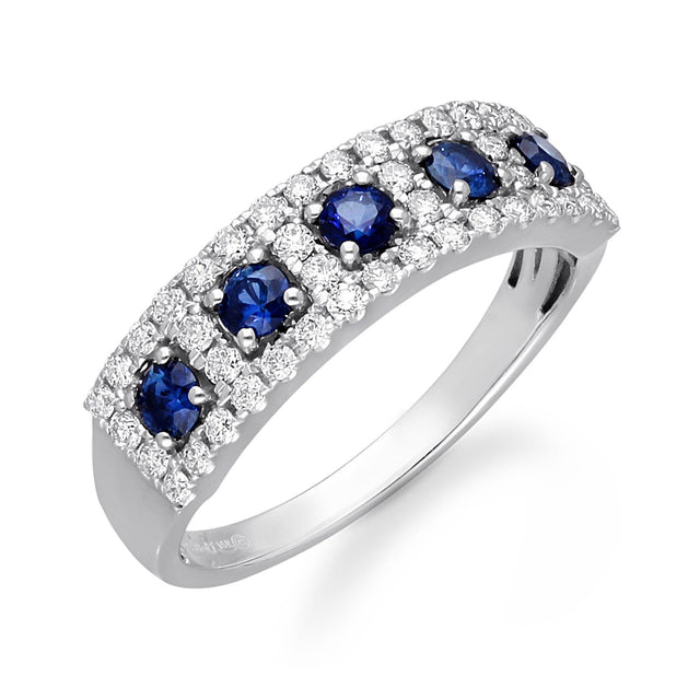 Kallati Blue Sapphire and Diamond Fashion Band Ring 1/2ctw