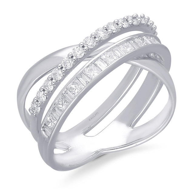 Kallati Diamond Crossover Ring 1ctw