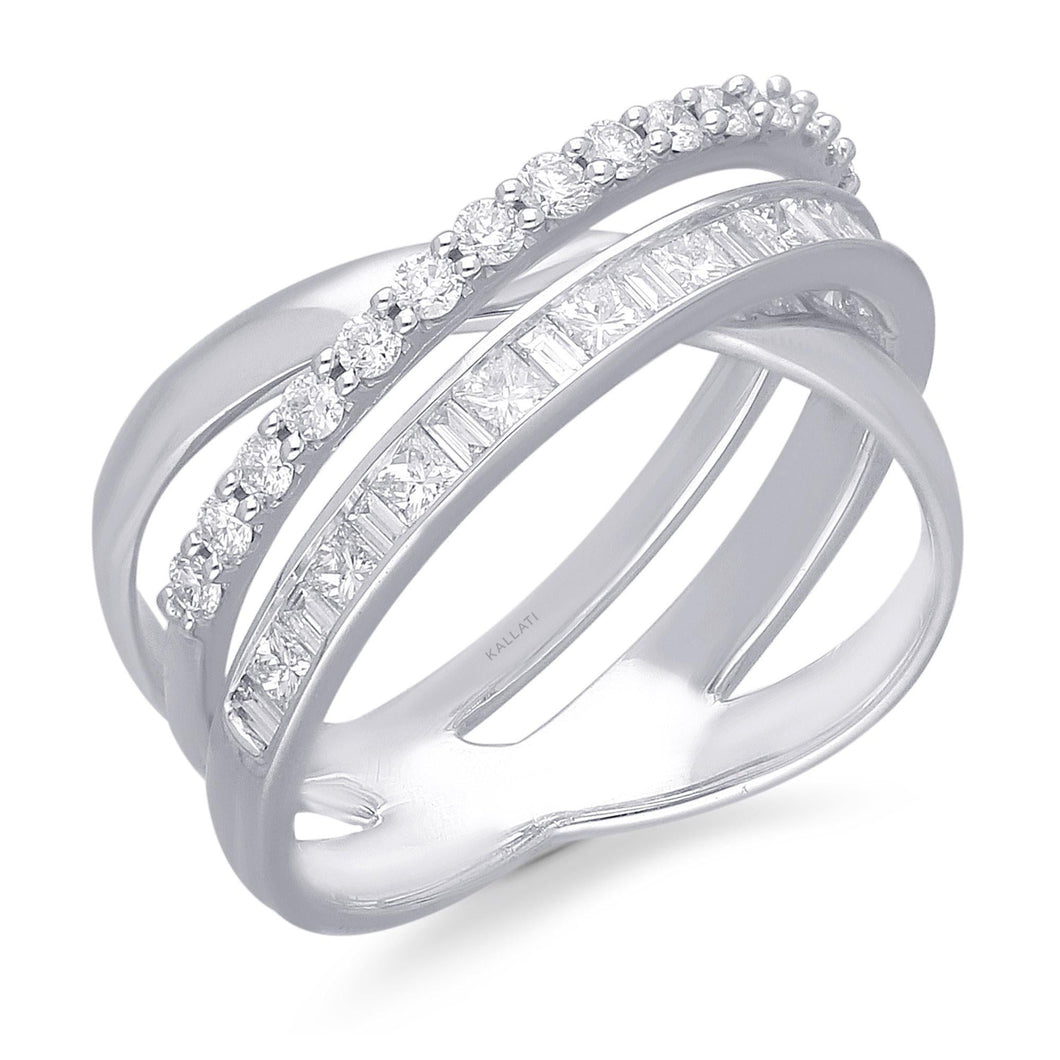 Kallati Diamond Crossover Ring 1ctw