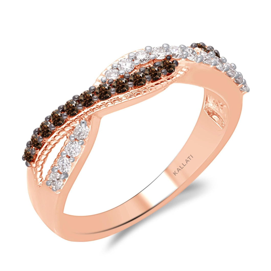 Kallati Rose Gold Coco and White Diamond Ring 3/8ctw