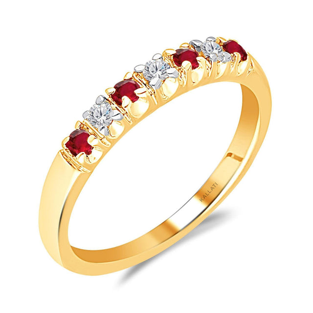 Kallati Ruby and Diamond Band 1/10ctw