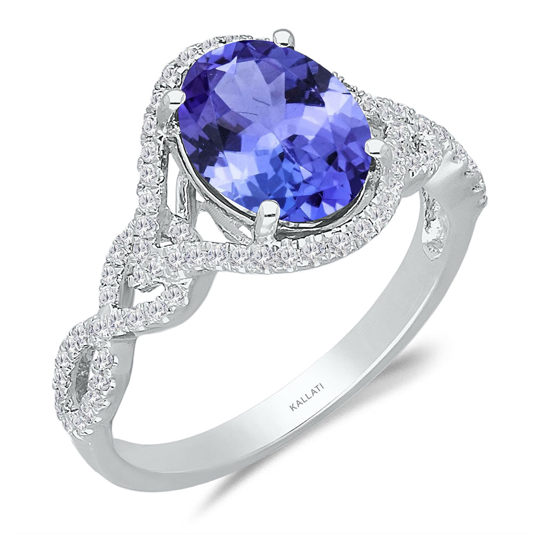 Kallati Tanzanite and 1/4ctw Diamond White Gold Ring