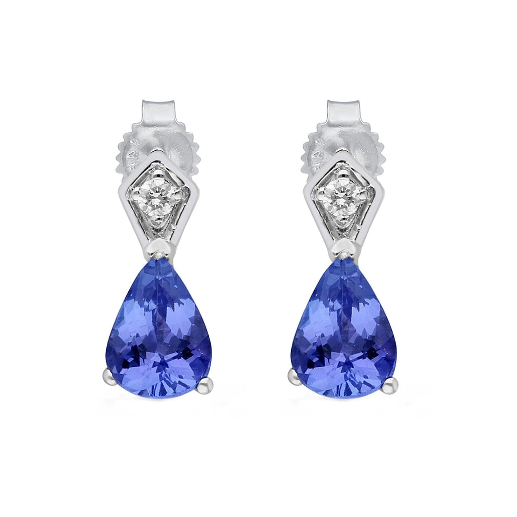 Kallati Tanzanite and Diamond Drop Earrings 1/20ctw