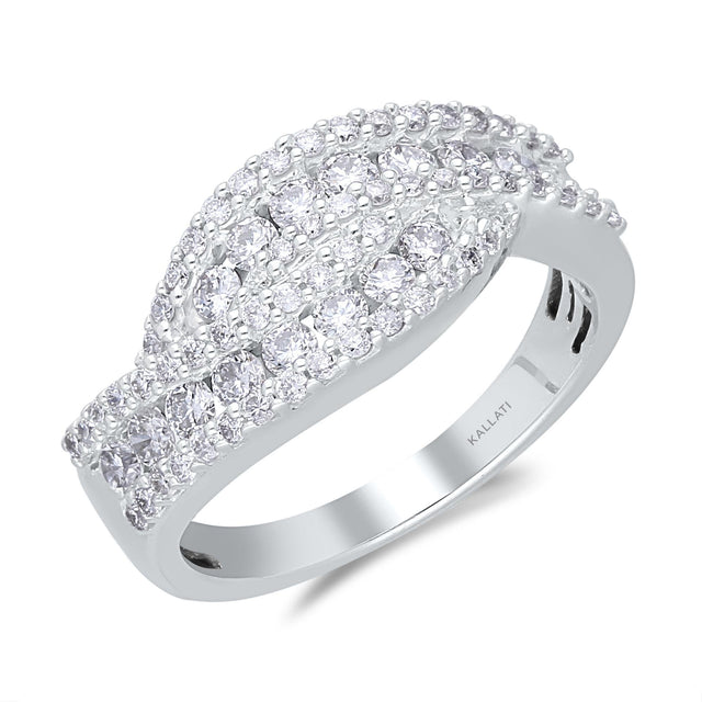 Kallati White Gold Diamond Twist Band 1ctw