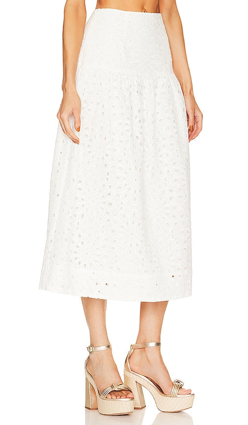 Karina Grimaldi Devi Eyelet Skirt in White