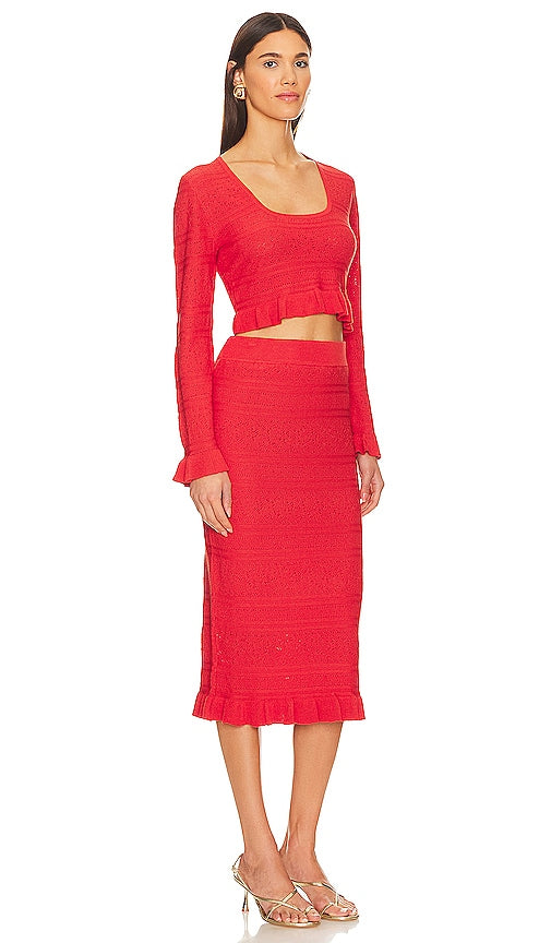 Karina Grimaldi Mae Top & Skirt Set in Red