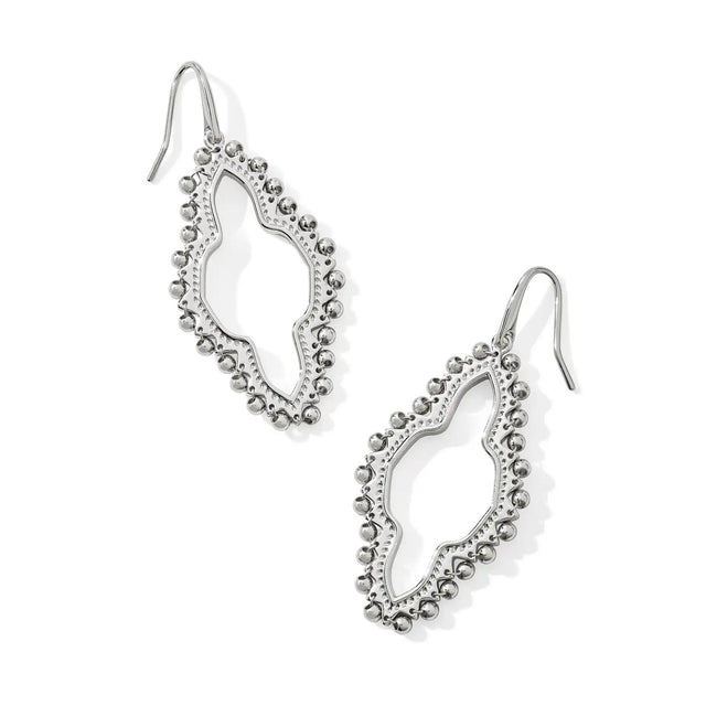 Kendra Scott Abbie Beaded Open Frame Earrings in Rhodium-Plated